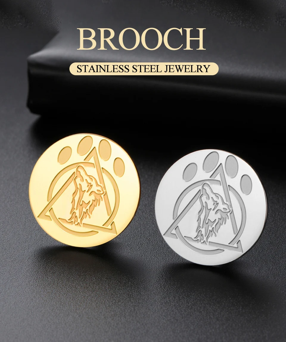 Dawapara Vintage Therian Symbol Brosche Tier Wolf Totem Tier und Natur Spirituelles Amulett Edelstahl Anstecknadeln – Detail 1