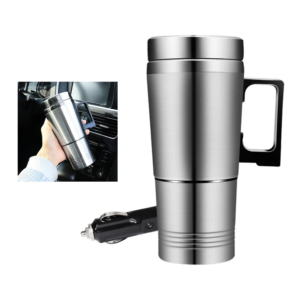 물 커피 우유 보온 머그컵 300ML 캠핑 여행용 주전자 12V/24V 차량용 전기 가열 컵 스테인리스 스틸 물 가열병