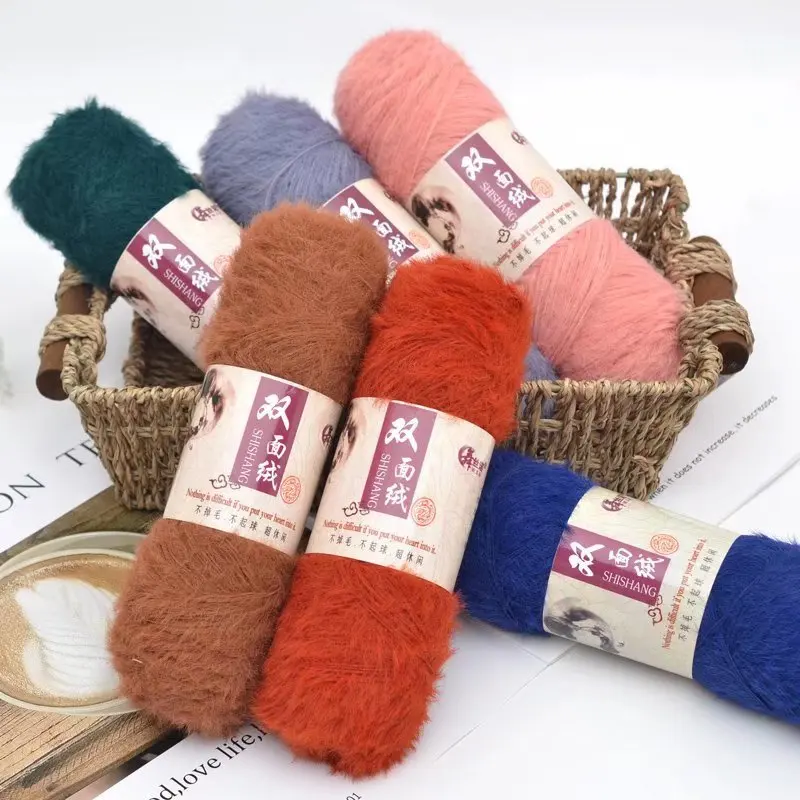 

Double-Sided Velvet Wool Imitation, Long Wool, Ferret Fur, Hand-Knitted, Medium Thickness, Baby Thread Scarf Sweater