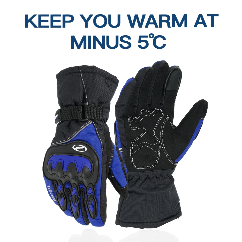 

Winter Warm Motorcycle Gloves Leather Touch Screen Anti-slip Motorcyclist Riding Moto Guantes Waterproof Windproof Racing Gloves