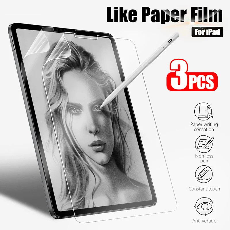 

Paper Film Like Screen Protector PET For iPad 9.7 Air 2 3 10.5 Air 4 5 10.9 Pro 11 12.9 10.2 10th 9th 8th 7th gen Mini 6 5 4 3 2