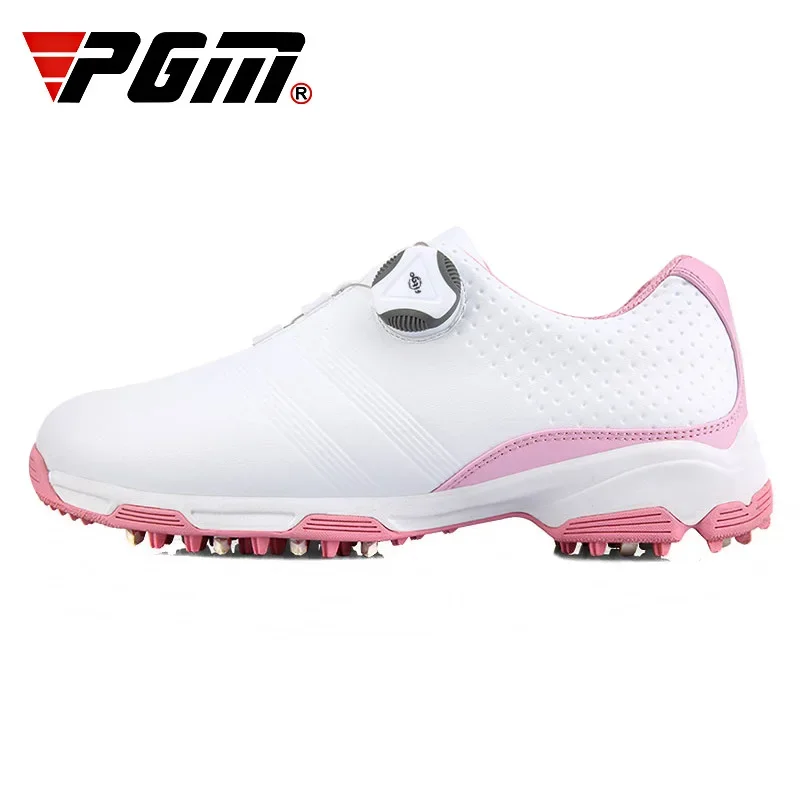 PGM Waterproof Golf Shoes Womens Shoes Lightweight Knob Buckle Shoelace Sneakers Ladies Breathable Non-Slip Trainers XZ115