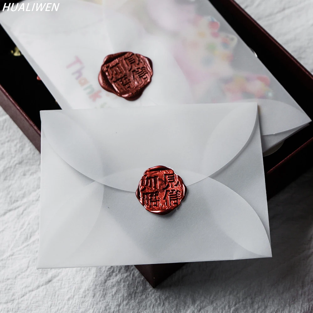 10pcs/lot Custom Semi-Transparent Sulfuric Acid Paper Envelopes For DIY Postcard /Card Storage, Wedding Invitation, Gift Packing