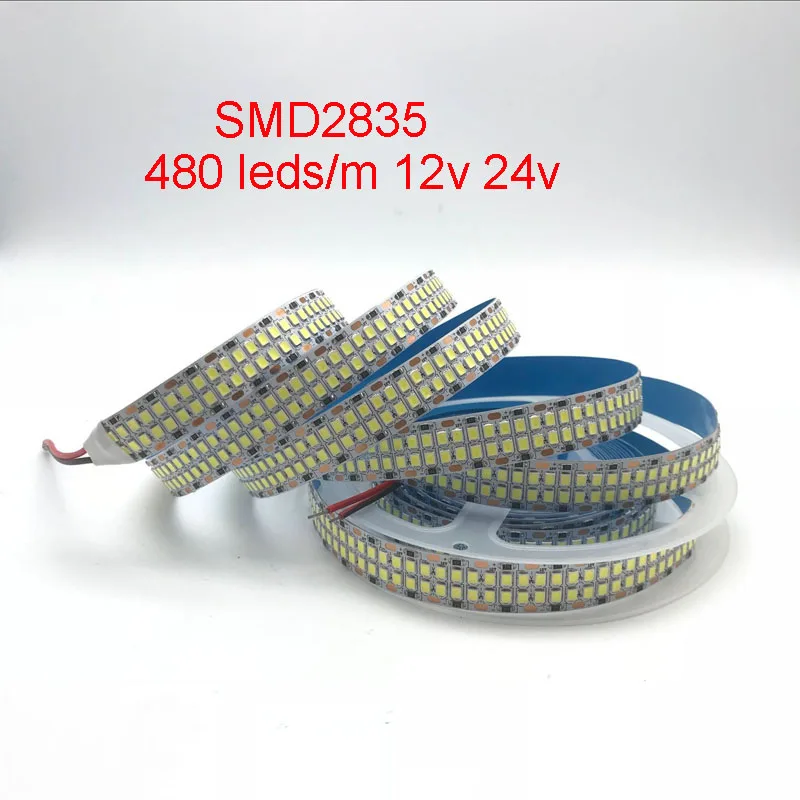 5m 초고휘도 12V 24V 이중열 LED 스트립 35w/m 624 LED/m 480 LED/m 240leds 3000k 4000k 6000k 플렉시블 LED 테이프 IP67 IP30