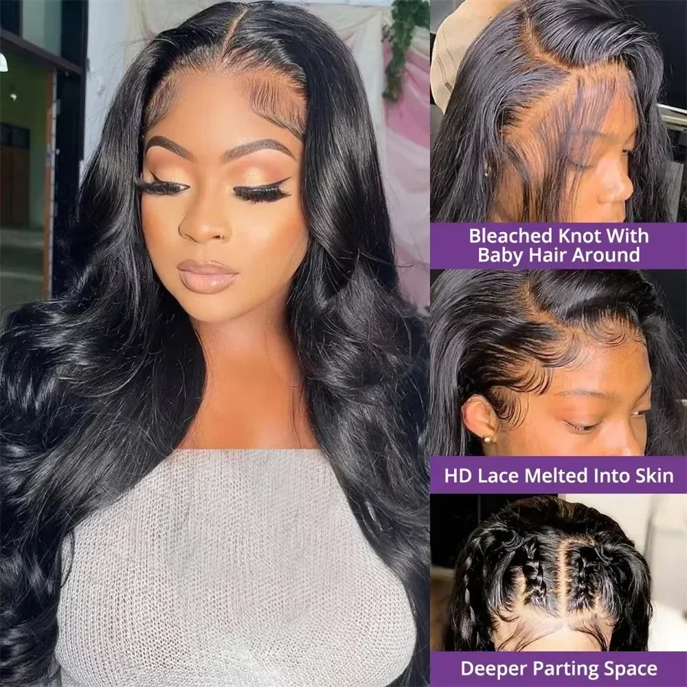 13x6 Body Wave Human Hair Lace Front Wig 13x4 Hd Transparent Lace Frontal Wig 200% Density Pre Plucked Wigs For Black Women 4