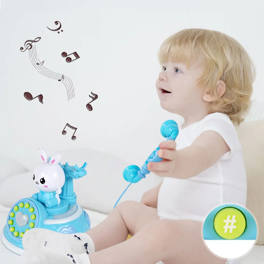 Plastic Electronic Vintage Telephone Landline Kids Pretend Play Early Educational Toy Birthday Gift 4