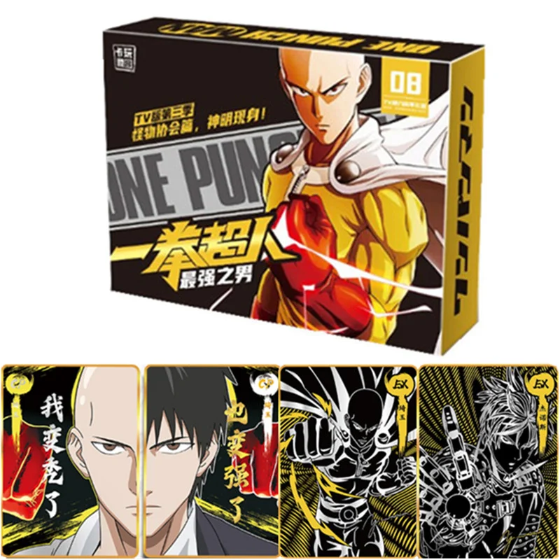 Anime One Punch Man Card 8Th Anniversary Gift Box Doll Saitama Genoska Bronze Barrage Flash Collection Card Battle Toy Gift
