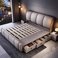 Lit double moderne de 200x220cm, esthétique et unique, avec organisateur intégré, imperméable et multifonctionnel, pour chambre à coucher 5