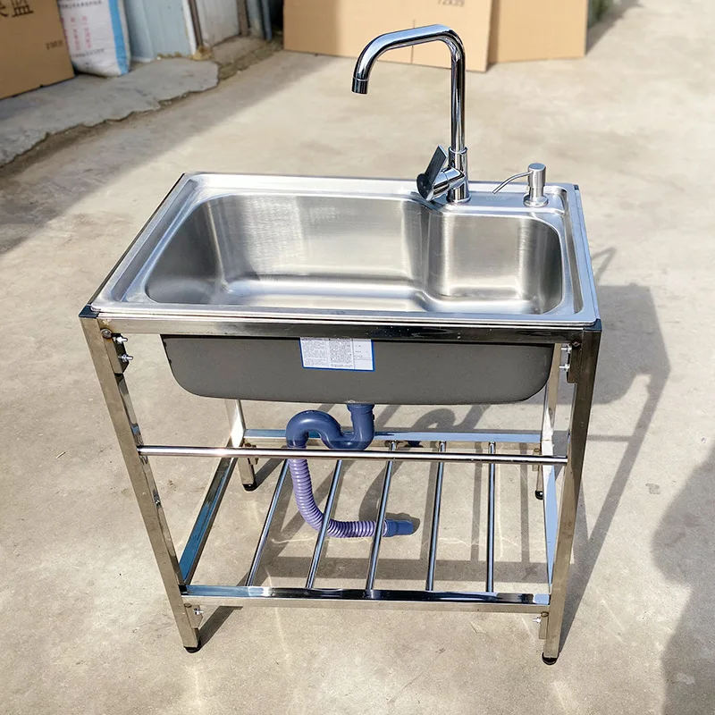 Kitchen sink Handmade stainless steel single bowl sink above counter or wall mounted vegetable Wash basin set 3