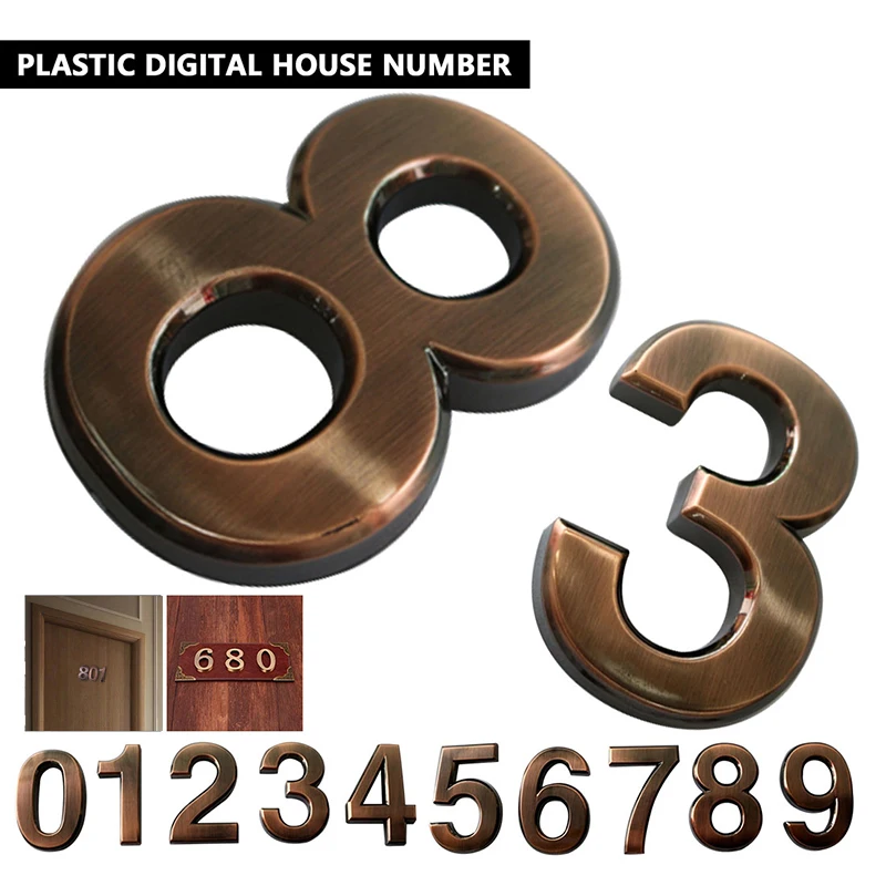 Self- Adhesive 3D House Number Sticker Door Plate Sign Outdoor Mailbox Apartment Hotel Room Address Number Modern Home Decor