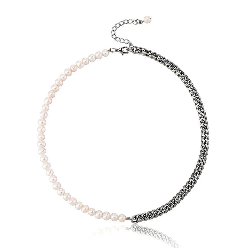 Natural Freshwater Pearl Stainless Steel Necklace