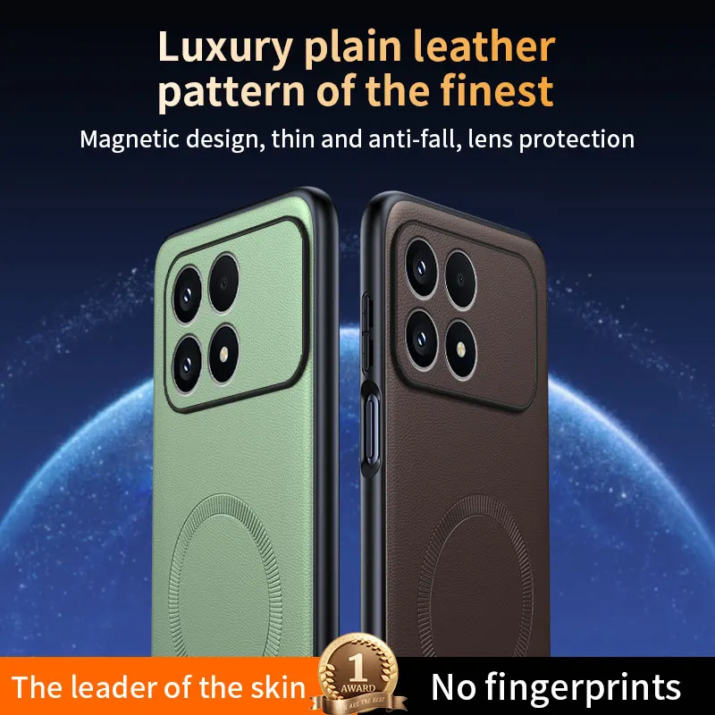 Sleek Matte Leather Magnetic Wireless Charging Case