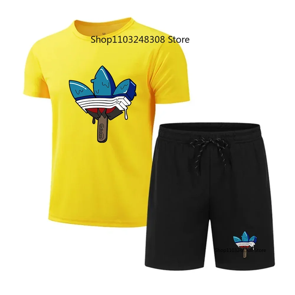 Summer Fashion Printed Men's Shorts Set Men's Quick Drying Breathable Sports Set Short Sleeve T-shirt Set Men's Jogging Set
