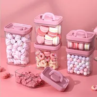 Cute Food Storage Box Pink Candy Jars With Lids Salad Snacks Grain Spice Sealed Storage Pots For Kitchen Storage Organization 1