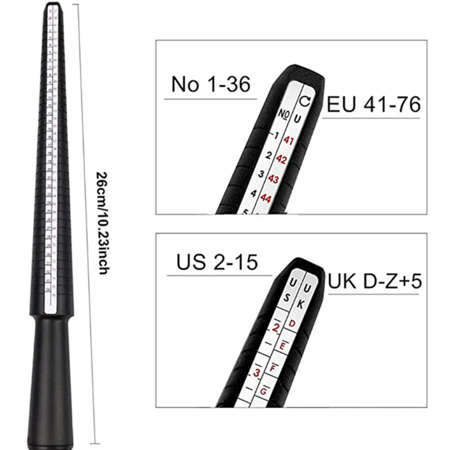 UK/US Ring Size Professional Jewelry Tools Ring Mandrel Stick Finger Gauge Precise Measuring Size For DIY Jewelry Size Tool Sets jewelry measuring tool sets with ring mandrel and ring sizers model finger measure rubber hammers and silver polishing cloth