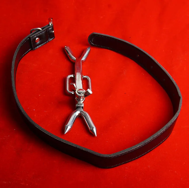 Bdsm Faux Leather Posture Collar With Adjustable Prong Restraints_voghion.com