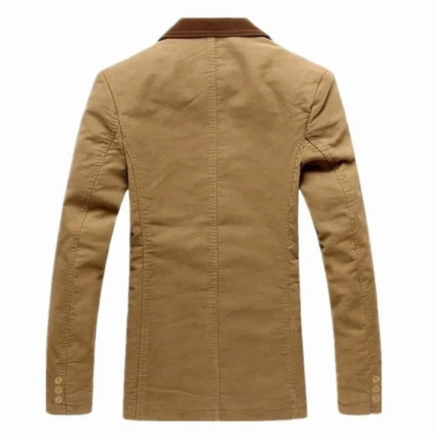 2024 Men's Korean Style Blazer Jacket Cotton Suit Fashion Slim Patchwork Big Pocket Design Men's Jakcet Large Size Blazer Male