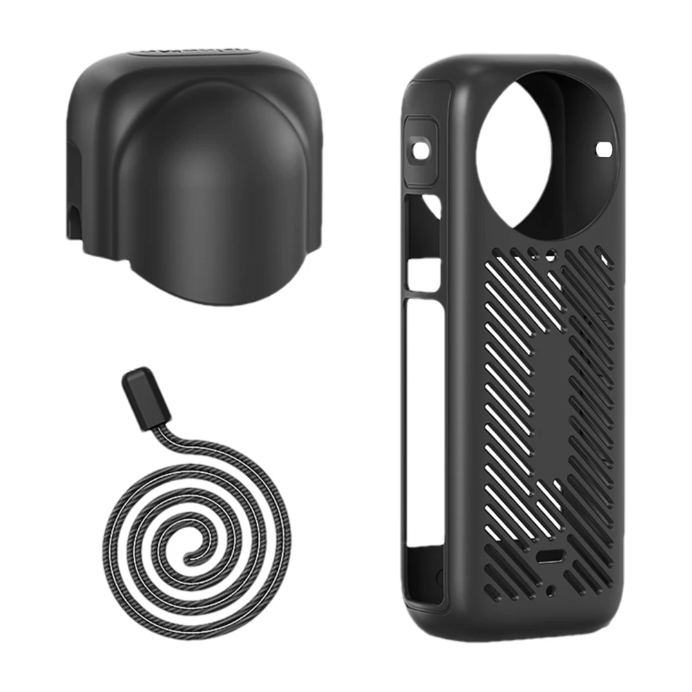 

Protective Case Anti-Collision Silicone Case Protective Skin Scratch-Resistant Cover With Lens Cap Compatible for Insta360 X4