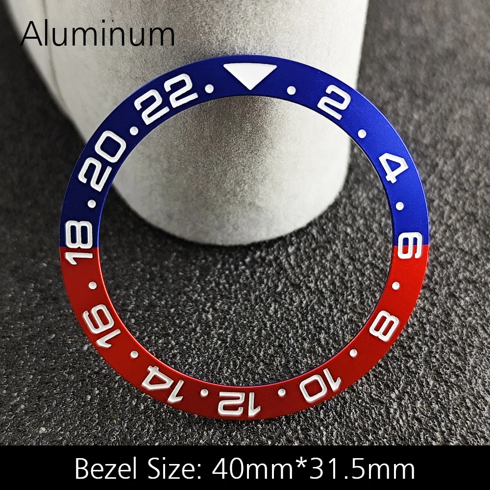 Blue Luminous Ceramic/Aluminum Watch Bezel Insert - Sloping 40mm