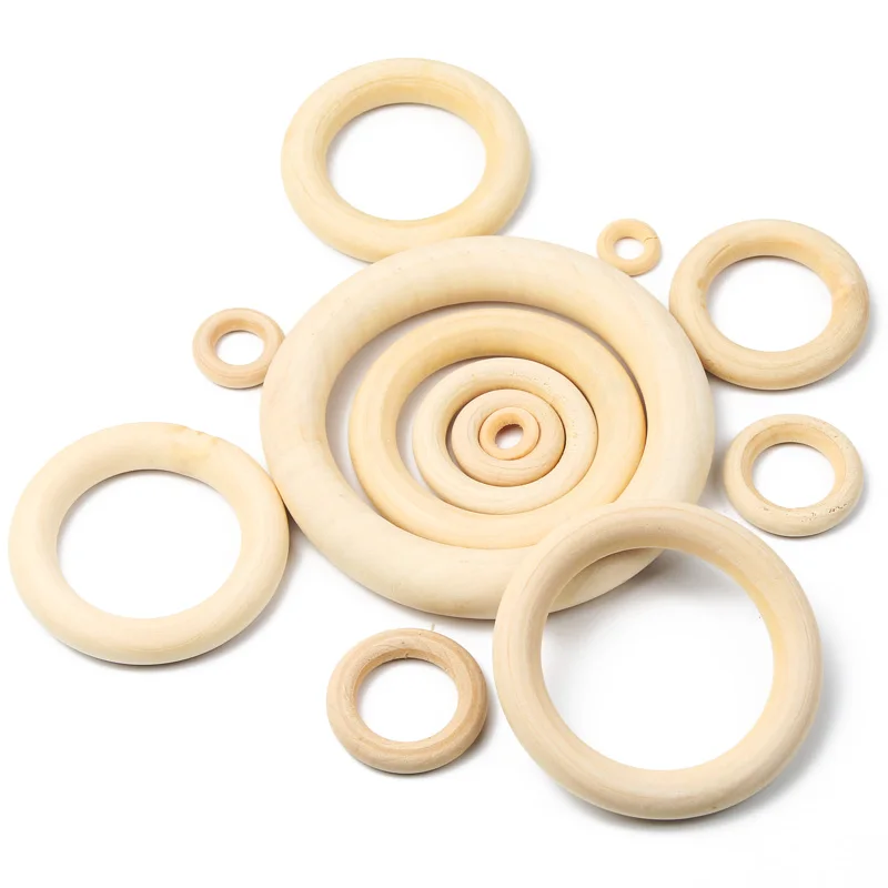 

Round Wooden Rings Natural Wood Connector For Handmade Baby Pacifier Chain Charm DIY Jewelry Making Crafts Accessories 12-100mm