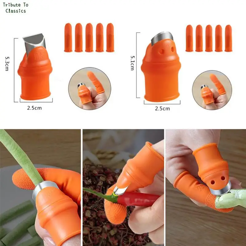 Finger Protector Silicone Thumb Knife Protector Gears Cutting Vegetable Harvesting Knife Pinching Plant Blade Scissors Gloves