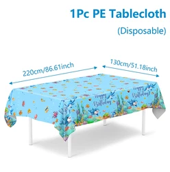 Blue Ocean Animal Birthday Party Tablecloth - Under the Sea Theme Party Decoration (Style 2)