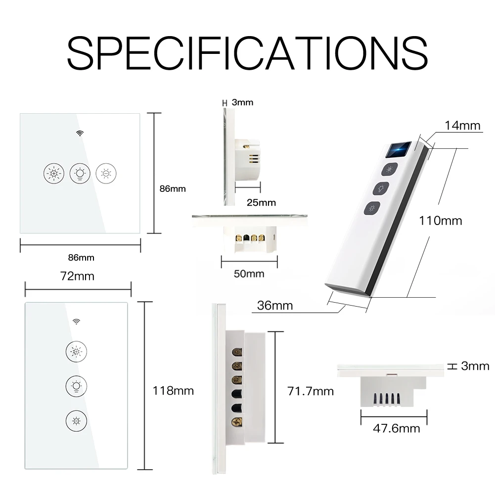 WiFi RF Smart Light Dimmer Switch 2/3Way Smart Life/Tuya APP Control Alexa Google Voice Assistants