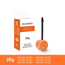 Ultralight TPU Road Bike Inner Tube with French Valve - Super Lightweight 700c Tire Replacement - 65mm (1pcs Orange)