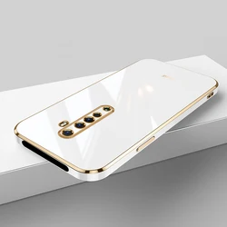 Luxury Square Plating ShockProof Silicone Back Cover for OPPO Reno2 (6D White)