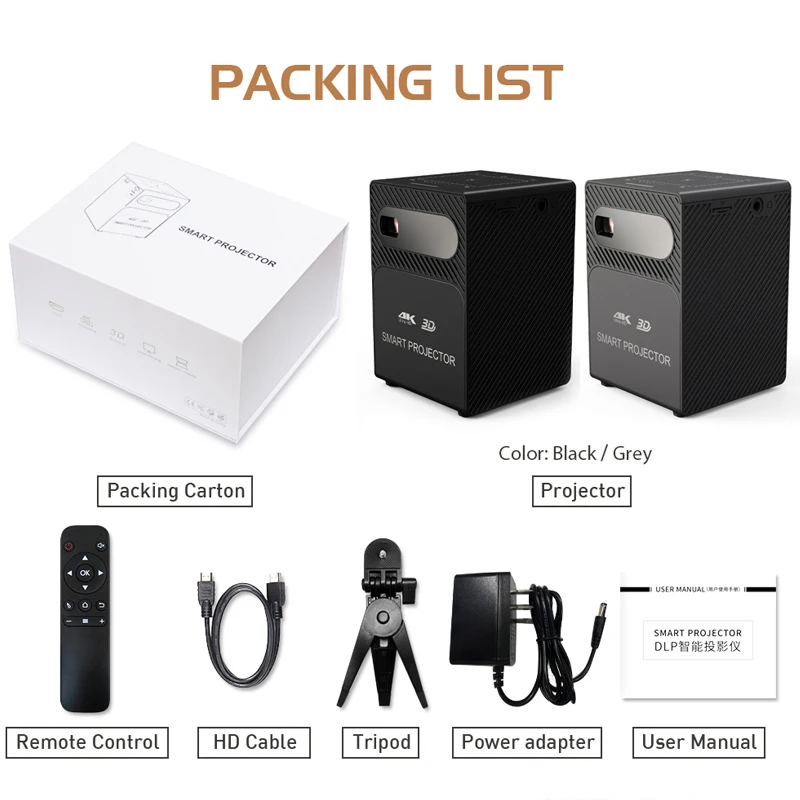 Smartldea HD Mini Portable Smart Projector Android WIFI TV Video Pico LED DLP 3D projector Full HD Mobile Smartphone 4K Cinema