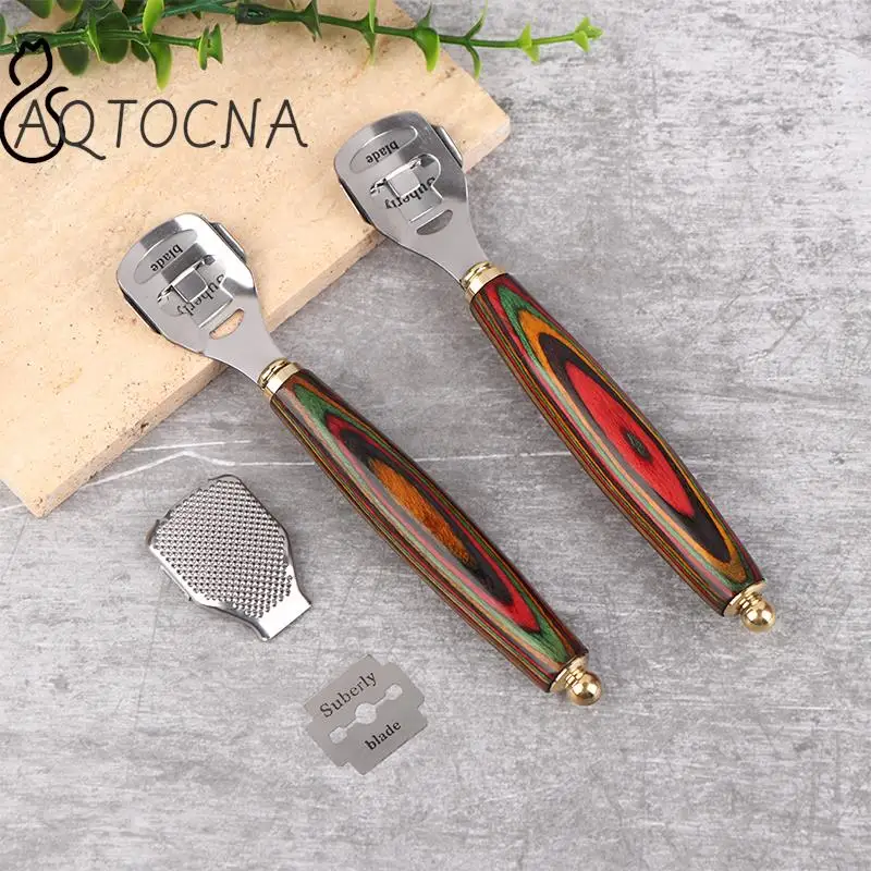 

Профессиональные инструменты для педикюра, бритва для пяток, средство для удаления огрубевшей кожи, деревянная ручка с 10 лезвиями, уход за ногами, 1 комплект