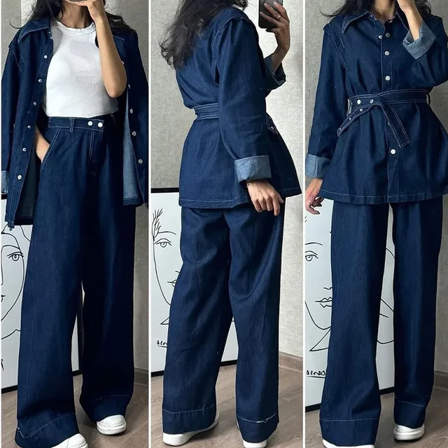 Carmen High Waist Belt Wide Long Pant Set 3