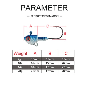 2Pcs Soft Worm Fishing Hook 3.5g-20g Stainless Fishhook Jigging Offset Hook Red 3D Eyes Bass Perch Fishing Tackle Accessories 2