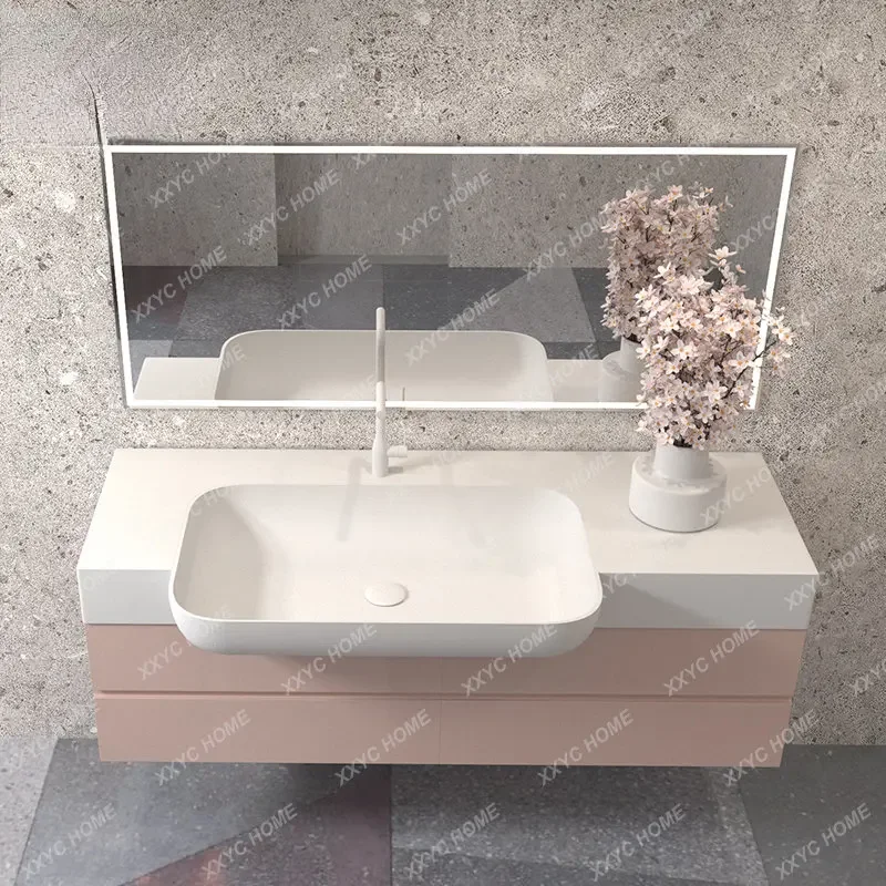 Small Apartment Narrow Edge Embedded Front Convex Half Throw Hand Washing Washbasin Cabinet Bathroom Bathroom Cabinet