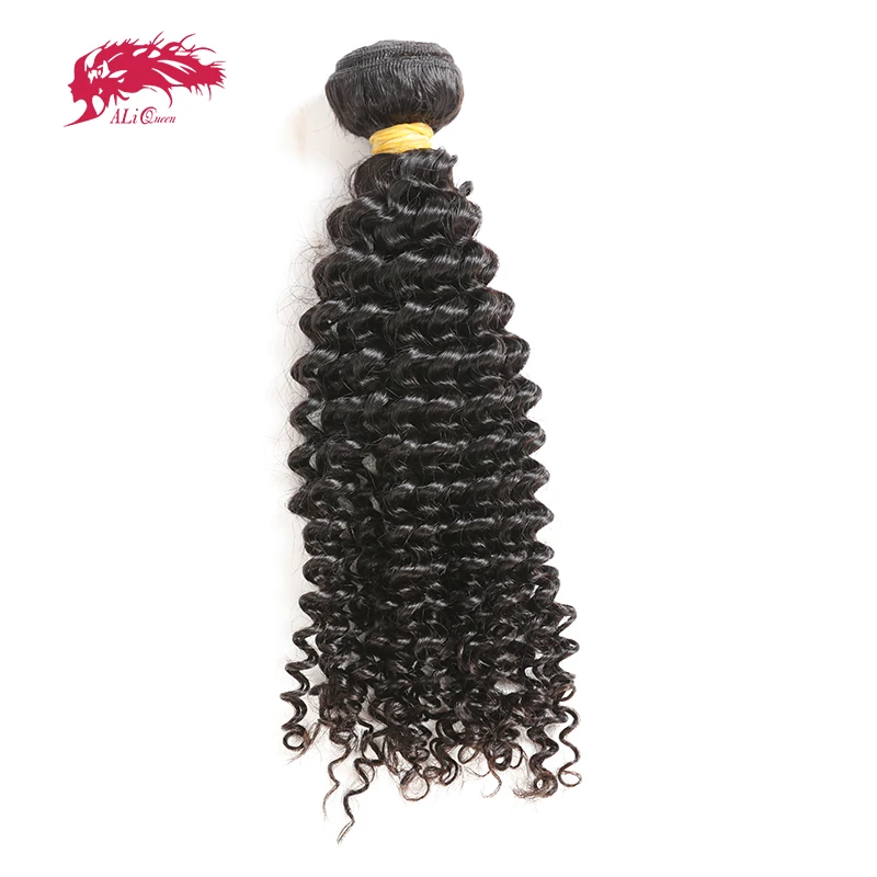 Ali Queen Human Hair Bundles for Women 1pc Kinky Curly Brazilian Human Hair Weave 100% Human Hair Extension Double Drawn Natural