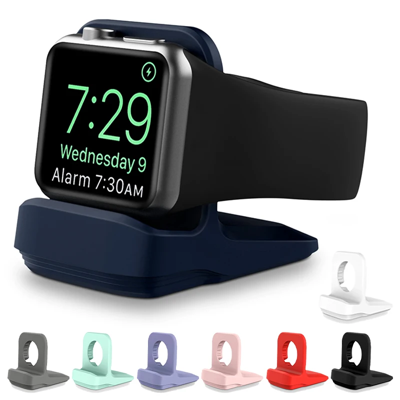 Desktop Holder Charging Base Silicone Holder for Apple Watch Charger Stand iWatch 9 8 7 6 5 4 3 2 SE