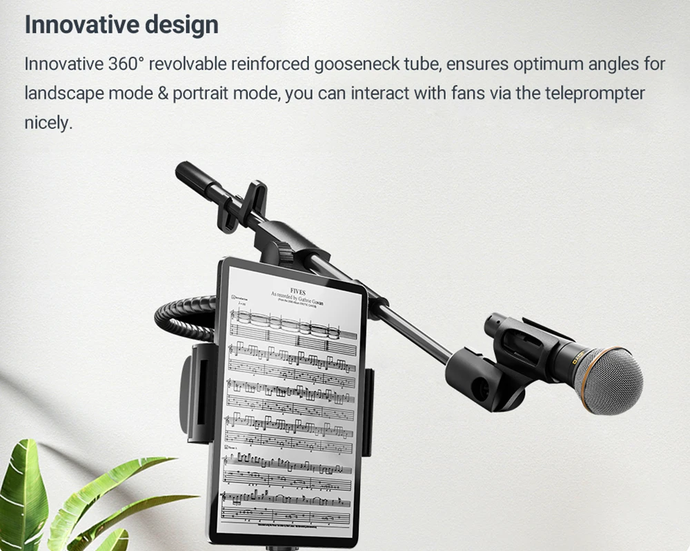 Guitto Series GMS-04 Microphone Floor Stand with Phone/Tablet Holder Adjustable
