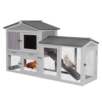 Wooden Chicken Coop with Leakproof Tray and Waterproof Roof 1