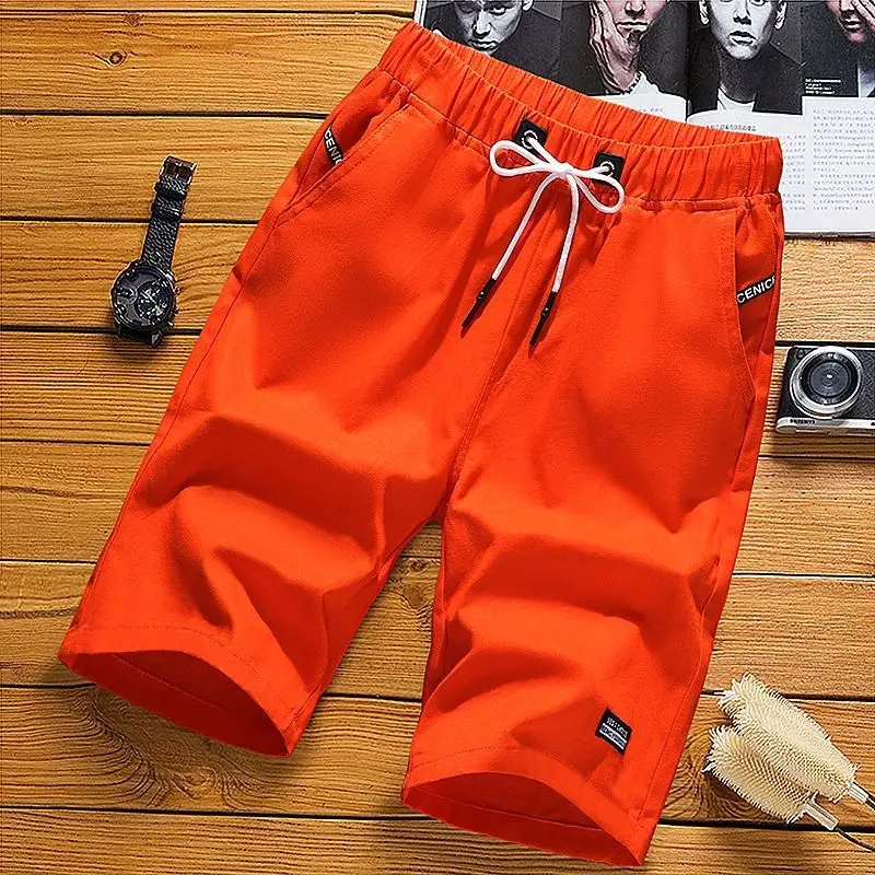 Pure Cotton Men Casual Shorts Summer Essentials Solid Pockets Elastic Waist Loose Versatile Khaki Sports Beach Short Pants 5XL