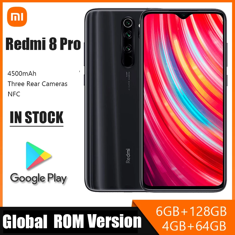 Orginal Smart Xiaomi Redmi Note 8 Pro Global Version 6GB RAM 128GB ROM Helio G90T 4500mAh 64MP Quad Camera | Мобильные телефоны и