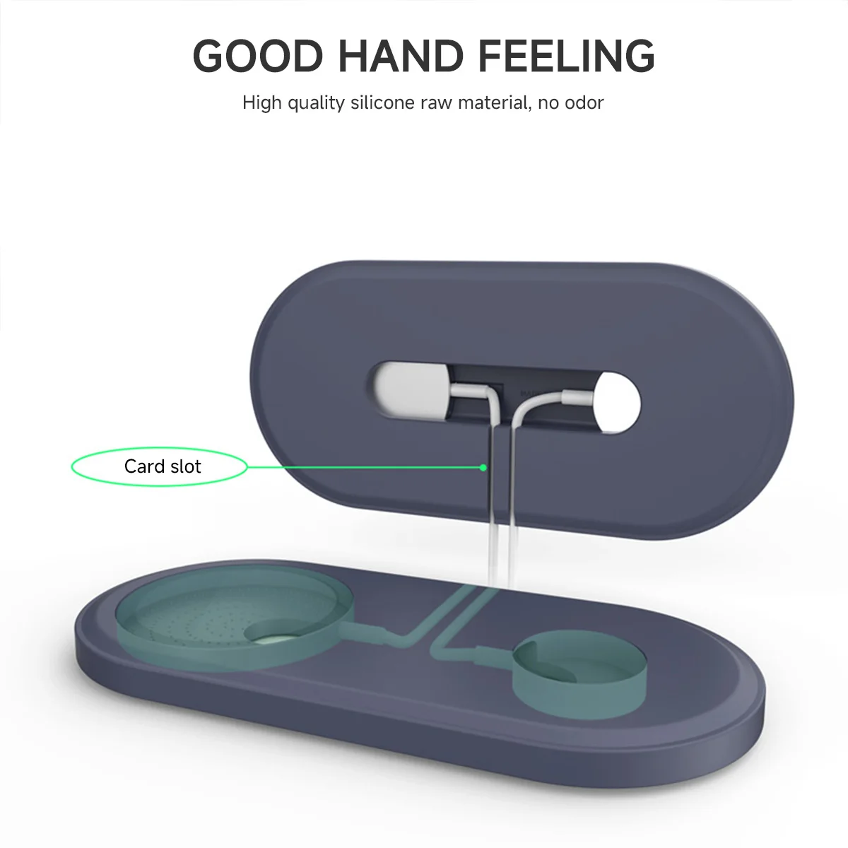 2 IN 1 Silicone Charger Holder for Iphone 16Pro Magnetic Charging Station Dock Desk Bracket for Apple Watch Ultra 10 9 8 7 6 5 4