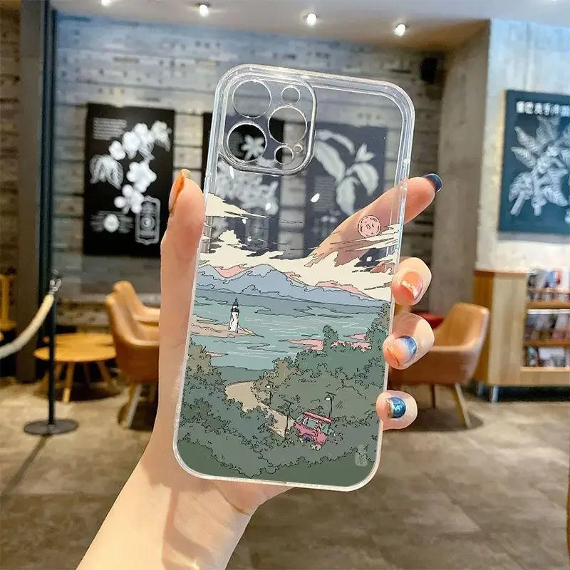 Anime Street Sunset Clouds Landscape Phone Case - Artistic and Stylish Protection Cover