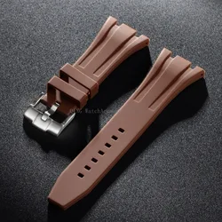 Premium Soft Silicone Rubber Watch Band - Men's Sports Diving Strap in Multiple Widths - Black Buckle (Brown)