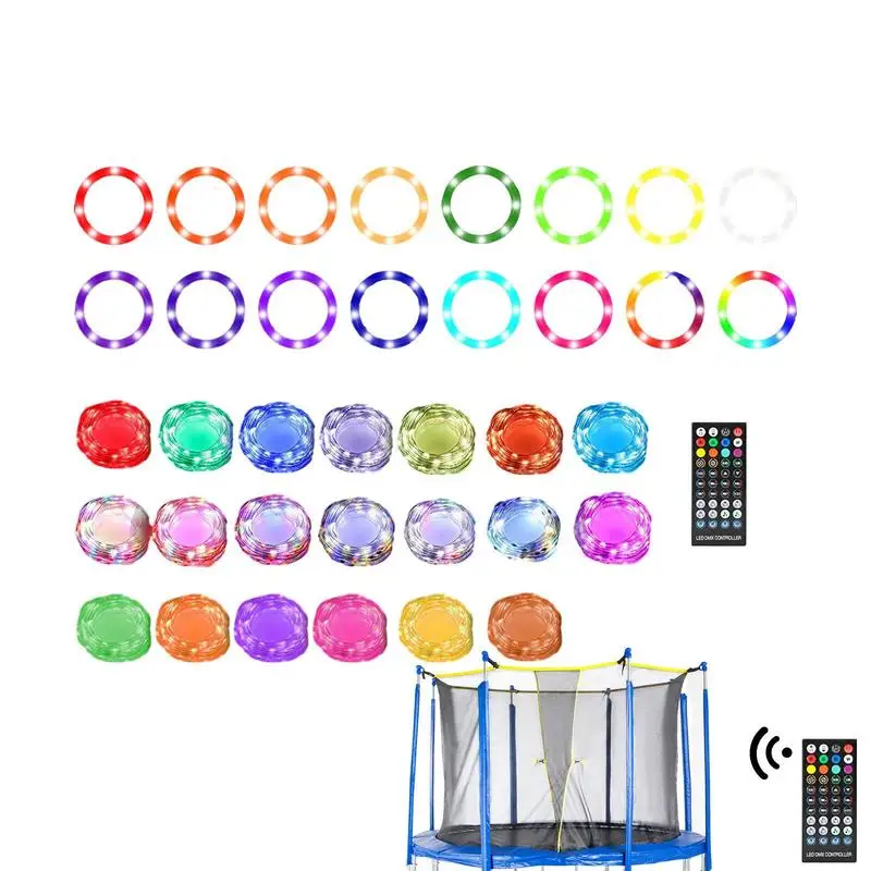 

Светодиодная лента для батута, 18-цветный беспроводной светильник с дистанционным управлением через приложение и USB разъемом, аксессуары для батута, 49,2 фута