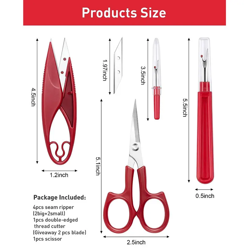 SEAM-FIX DOUBLE SEAM RIPPER WITH THREAD REMOVER//2 SIZES OF BLADES