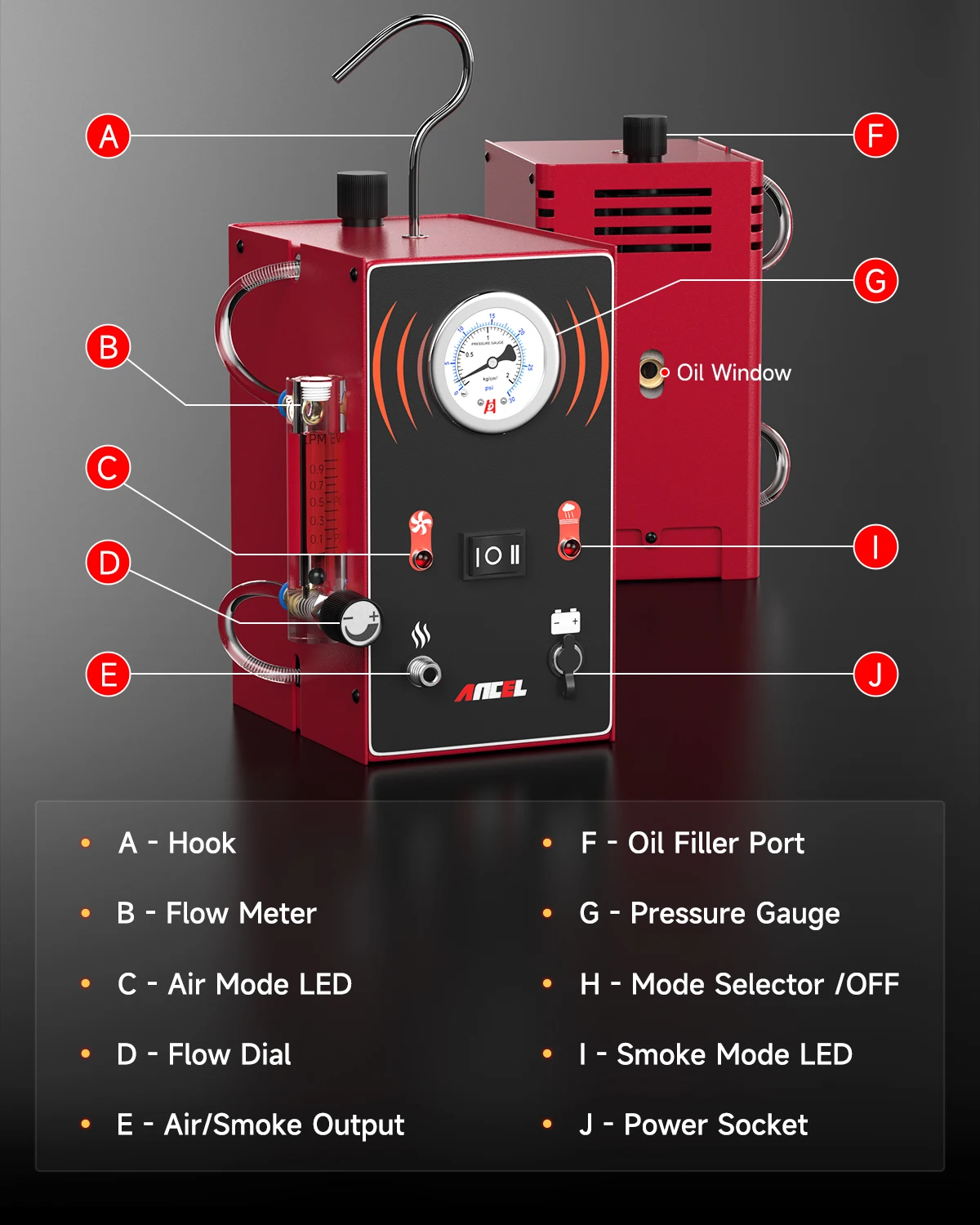 ANCEL S300 Car Smoke Leak Detector EVAP Pipe Smoking Generator Pipe Leakage Analyzer Tester EVAP System Diagnostic Tools 6