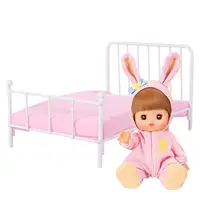 Maison de poupée créative échelle 1:12, scène de chambre à coucher avec matelas, meubles de lit de poupée, lit simple, maison de jeu, Mini lit modèle cadeau pour filles 5