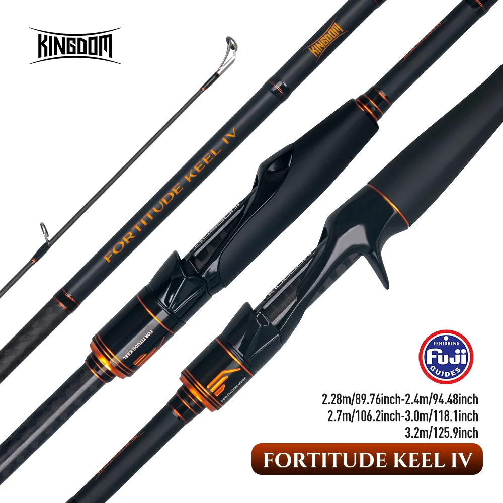 KINGDOM Fortitude Keel IV Inshore Fishing Rod, 2.28m 2.4m 2.7m 3.0m 3.2m FUJI MH Power MF Action Long Casting High Strength Rod