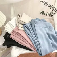 Women's Drapey Wide Leg Pants Spring Autumn Thin High Waist Black Suit Loose Straight Casual Trousers Fashionable Female Long Tr