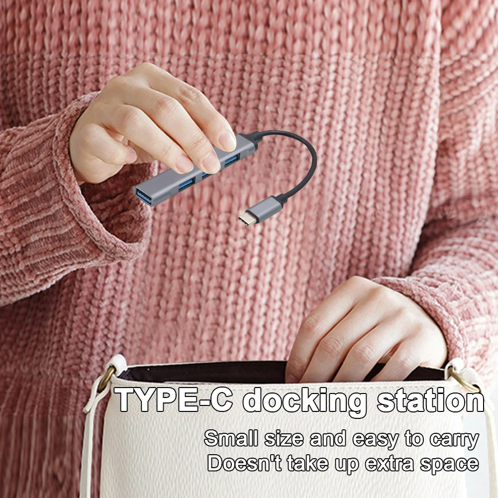 4-Port USB 3.0 Hub Adapter 5Gbps USB Splitter USB C To USB Hub Multiple USB 3.0 Hub USB Port Expander for Laptop and PC